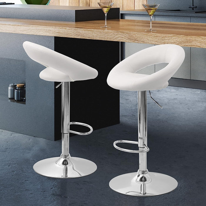 Bar Stools Set of 2 Faux Leather with Back and Armrest