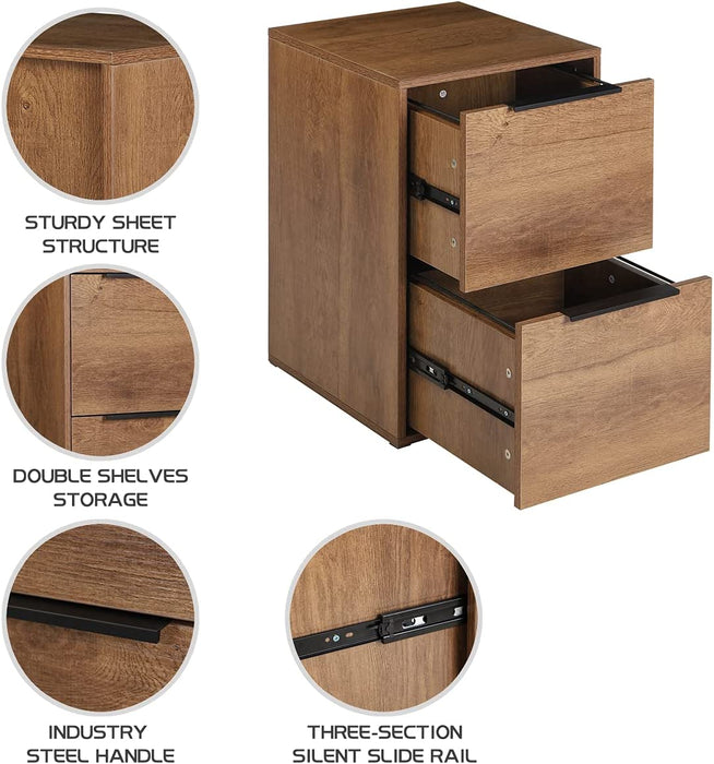 2-Drawer Wood File Cabinet for Home Office