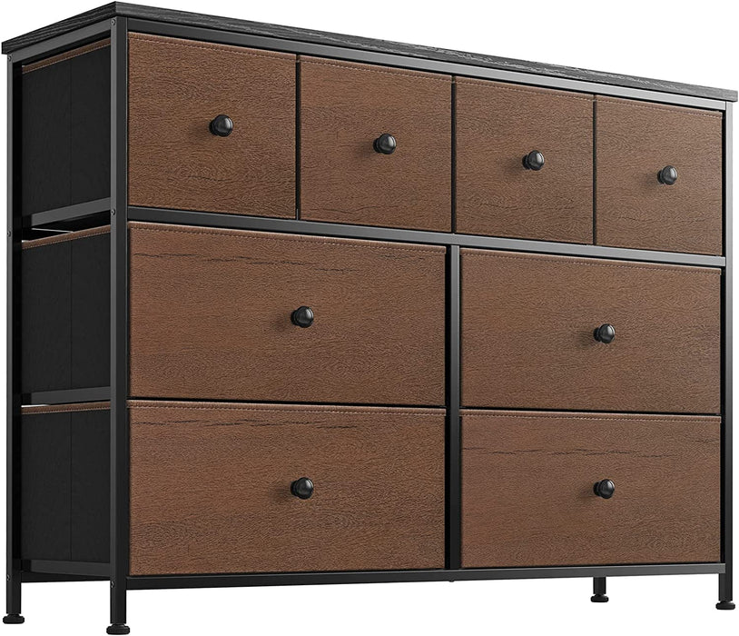 Espresso Faux Leather 8-Drawer Bedroom Dresser