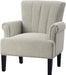 Comfortable Cream Armchair with Wooden Legs and High Back