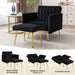 Black Velvet Lounge Chair with Ottoman, Adjustable Armrests