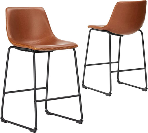 Whiskey Brown Industrial Counter Stools (Set/2)