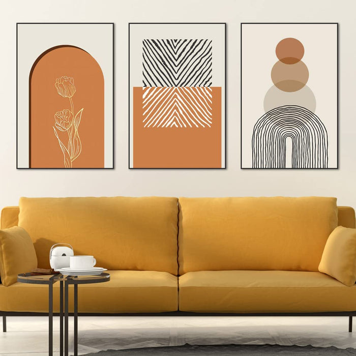 Boho Style Abstract Canvas Wall Art Set