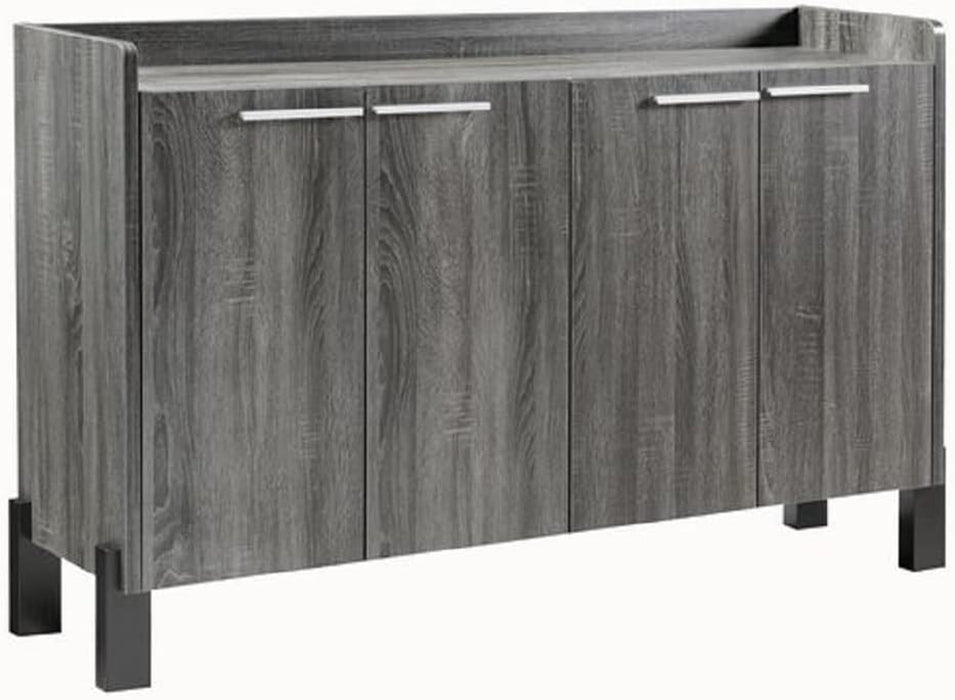 62″ Large Dining Server Cupboard Buffet Console Table in Distressed Black