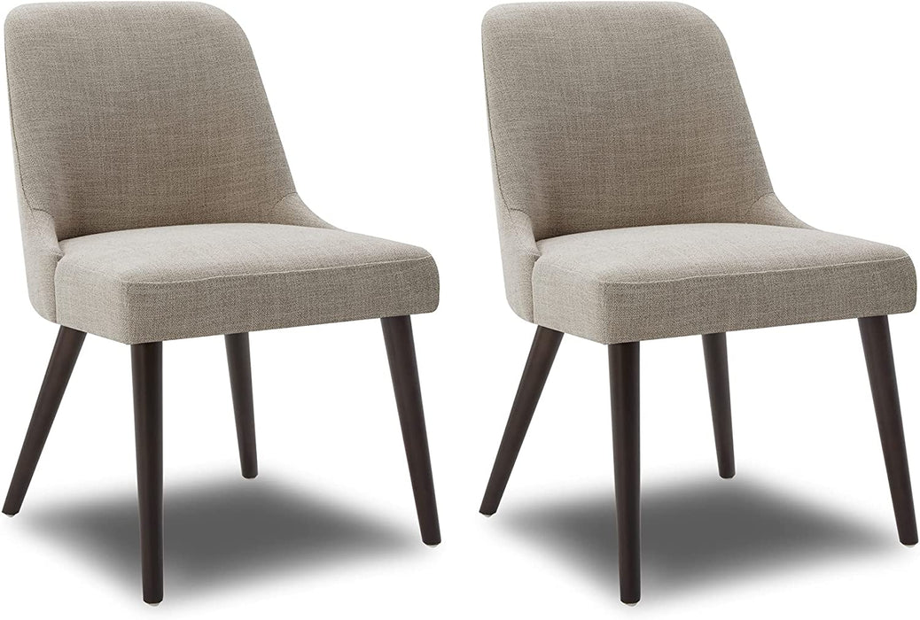 Set of 2 Flax Beige Fabric Dining Chairs