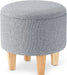 Gray Linen Ottoman with Storage and Legs