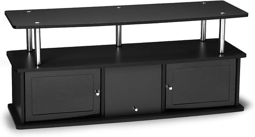 Black TV Stand with 3 Cabinets and Shelf
