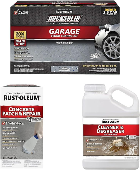 293513 Rocksolid Polycuramine Garage Oil Floor Coating, 2.5 Car Kit, G