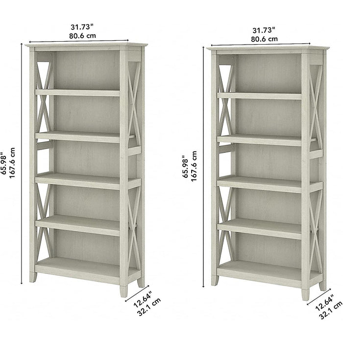 Linen White Oak Bookcase Set by Bush Furniture
