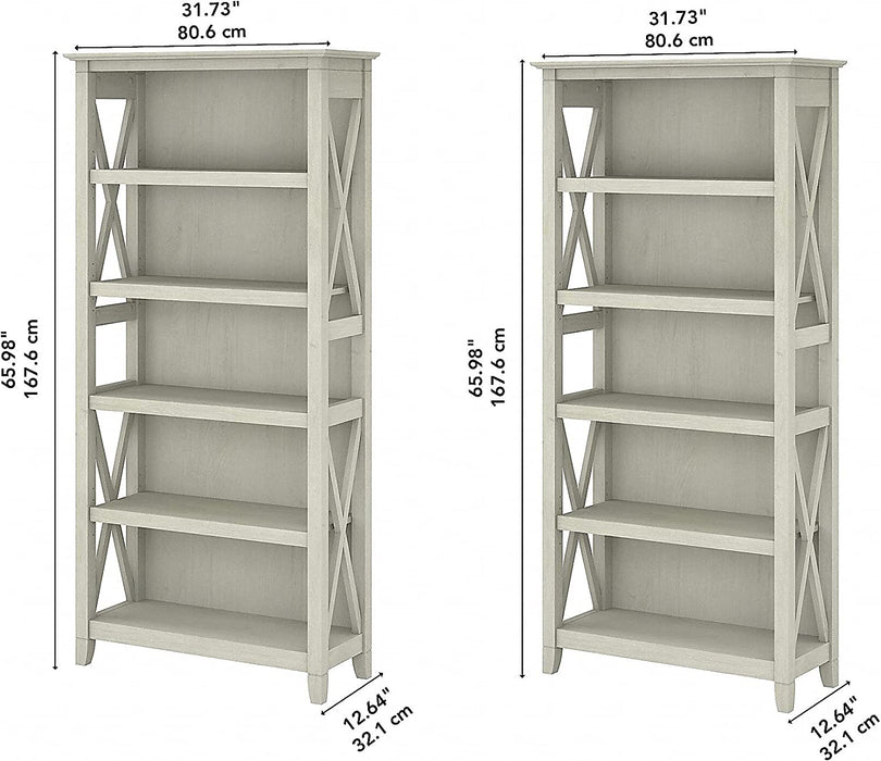 Linen White Oak Bookcase Set by Bush Furniture