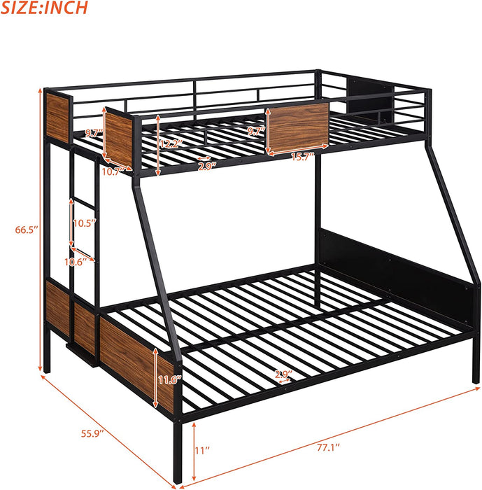 Twin over Full Metal Bunk Bed, Heavy-Duty, Built-In Ladder