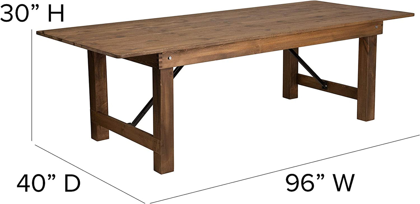 Antique Rustic Solid Pine Folding Farm Table, 8'X40'