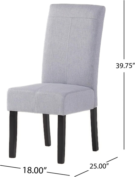 Set of 2 Pertica Fabric Dining Chairs, Light Grey Wood