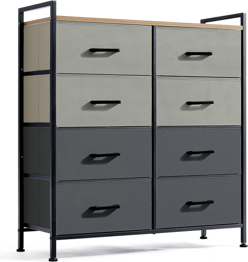Tall 8-Drawer Grey Dresser with Steel Frame