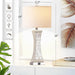 Coastal White Capiz Shell Nightstand Lamp Set of 2 with USB Ports