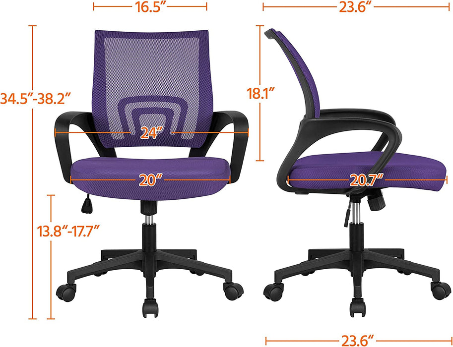 Ergonomic Purple Office Chair with Lumbar Support