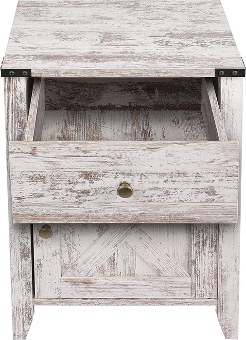 Barnwood Rustic Nightstand, White