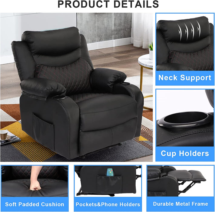 Overstuffed Massage Recliner Chairs with Heat