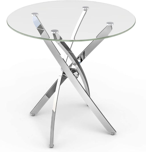Modern Small Kitchen Table with Tempered Glass Top