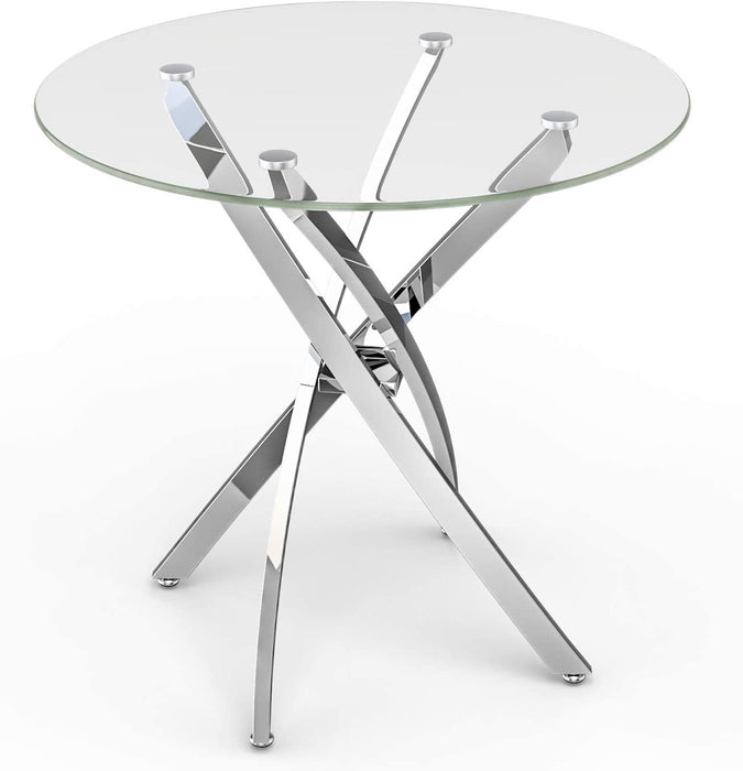 Modern Small Kitchen Table with Tempered Glass Top