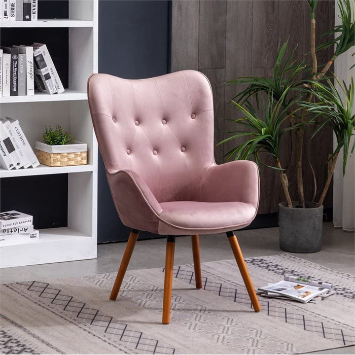 Contemporary Mauve Velvet Accent Chair with Tufted Back