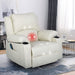 Modern Leather Recliner Chair with Massage and Heat (White)