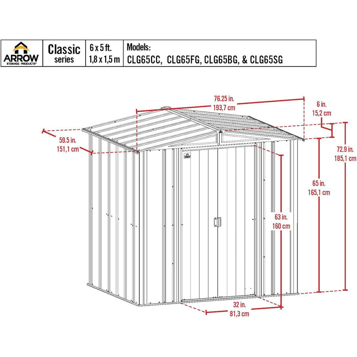 Classic Steel Storage Shed, 6X5, Blue Grey