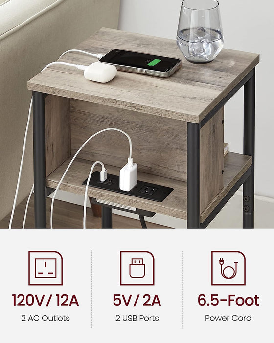 Side Table with Charging Station