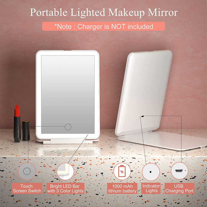 Portable Rechargeable LED Folding Cosmetic Mirror
