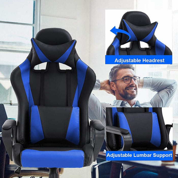 Ergonomic Gaming Chair with Lumbar Support (Blue)