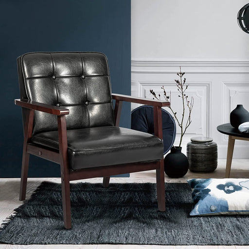 Retro Leather Armchair for Living Room and Office