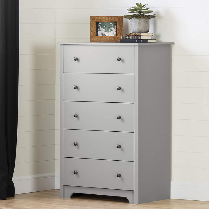 Soft Gray 5-Drawer Chest, Vito Collection