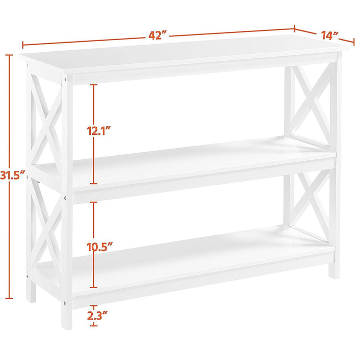 White 3-Tier Console Table with Storage Shelves