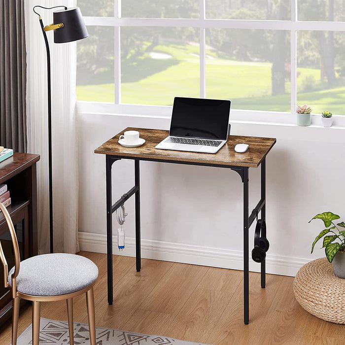 Compact Retro Brown Desk with Adjustable Legs