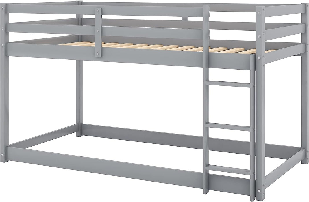 Gray Twin over Twin Bunk Bed with Guardrails
