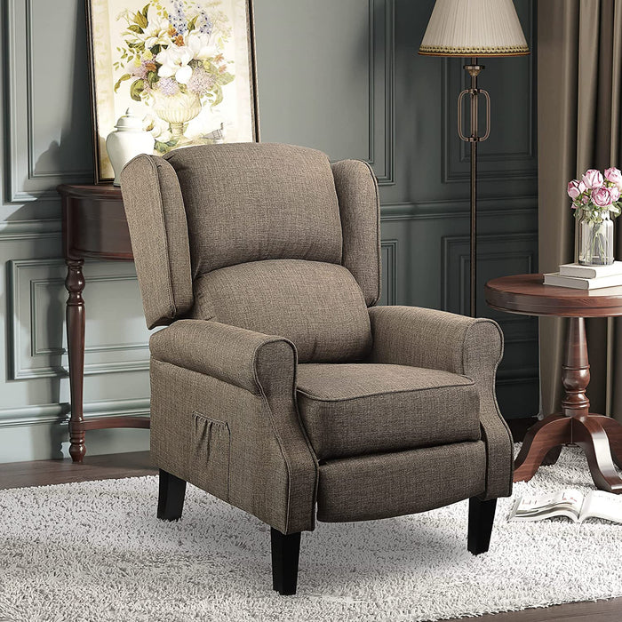 Brown Wingback Recliner with Massage & Heat