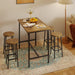 Rustic Brown Counter Height Bar Table Set