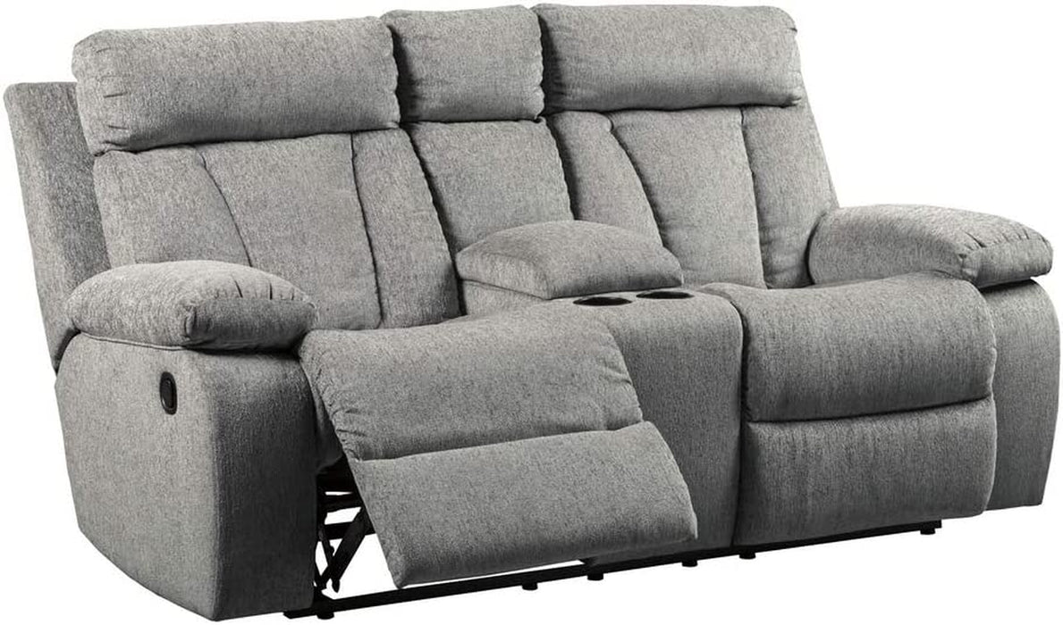 Signature Design by Ashley Mitchiner Reclining Sofa with Drop down Table, Gray