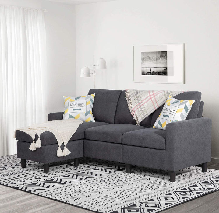 Modern L-Shaped Sofa with Reversible Chaise