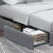 Upholstered Queen Platform Bed Frame with 4 Drawers, Light Grey