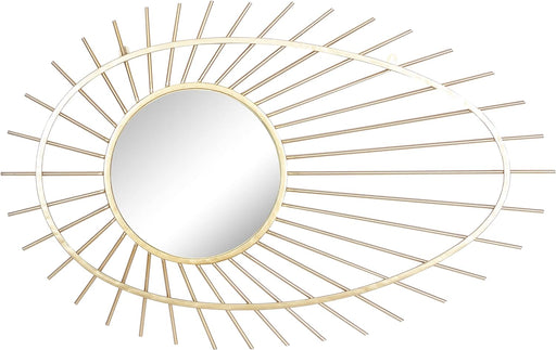 Metal round Wall Mirror, 22" X 1" X 34", Gold