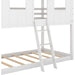 Twin House Bunk Bed with Playhouse, White and Gray