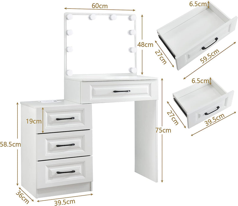 White Vanity Dressing Table with LED Lights