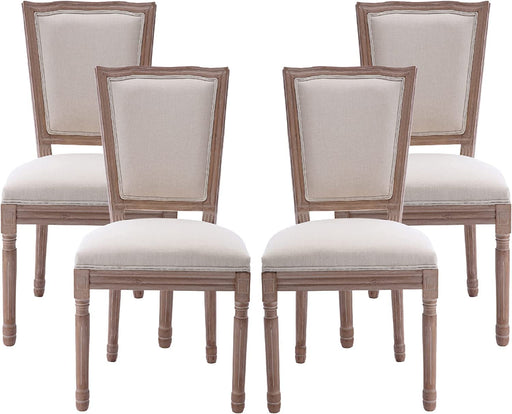 Set of 4 French Farmhouse Dining Chairs, Beige