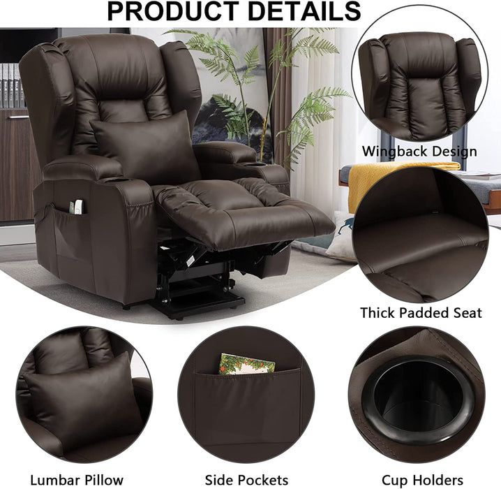 Power Recliner Chair with Heat and Massage, Brown