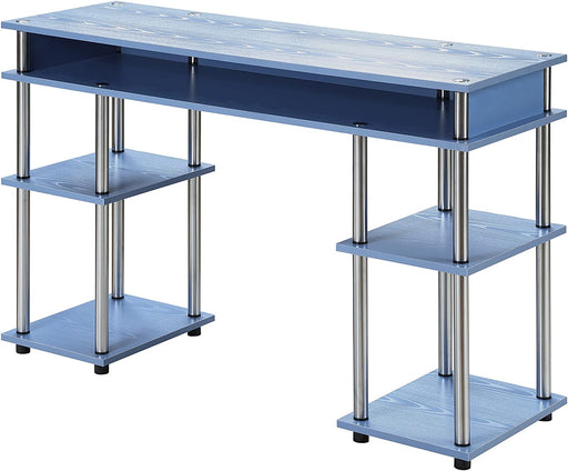 Blue Student Desk with Shelves, No Tools Required
