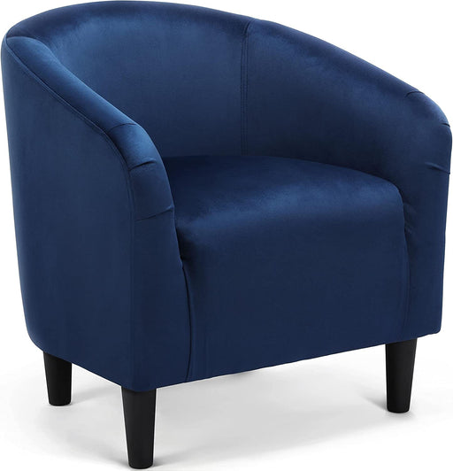 Modern Navy Blue Velvet Club Chair with Armrests