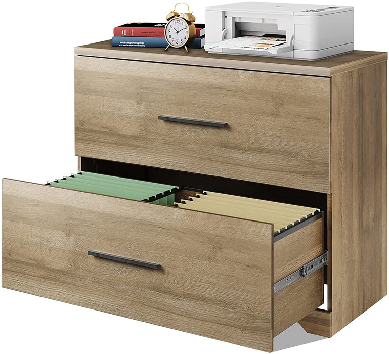 Gray Oak 2-Drawer Anti-Tilt File Cabinet