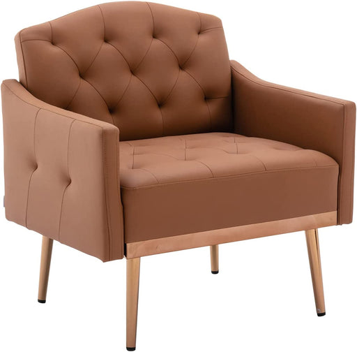 Modern Tufted Accent Chair with Gold Legs