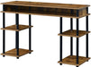 Barnwood/Black Student Desk with Shelves, No Tools